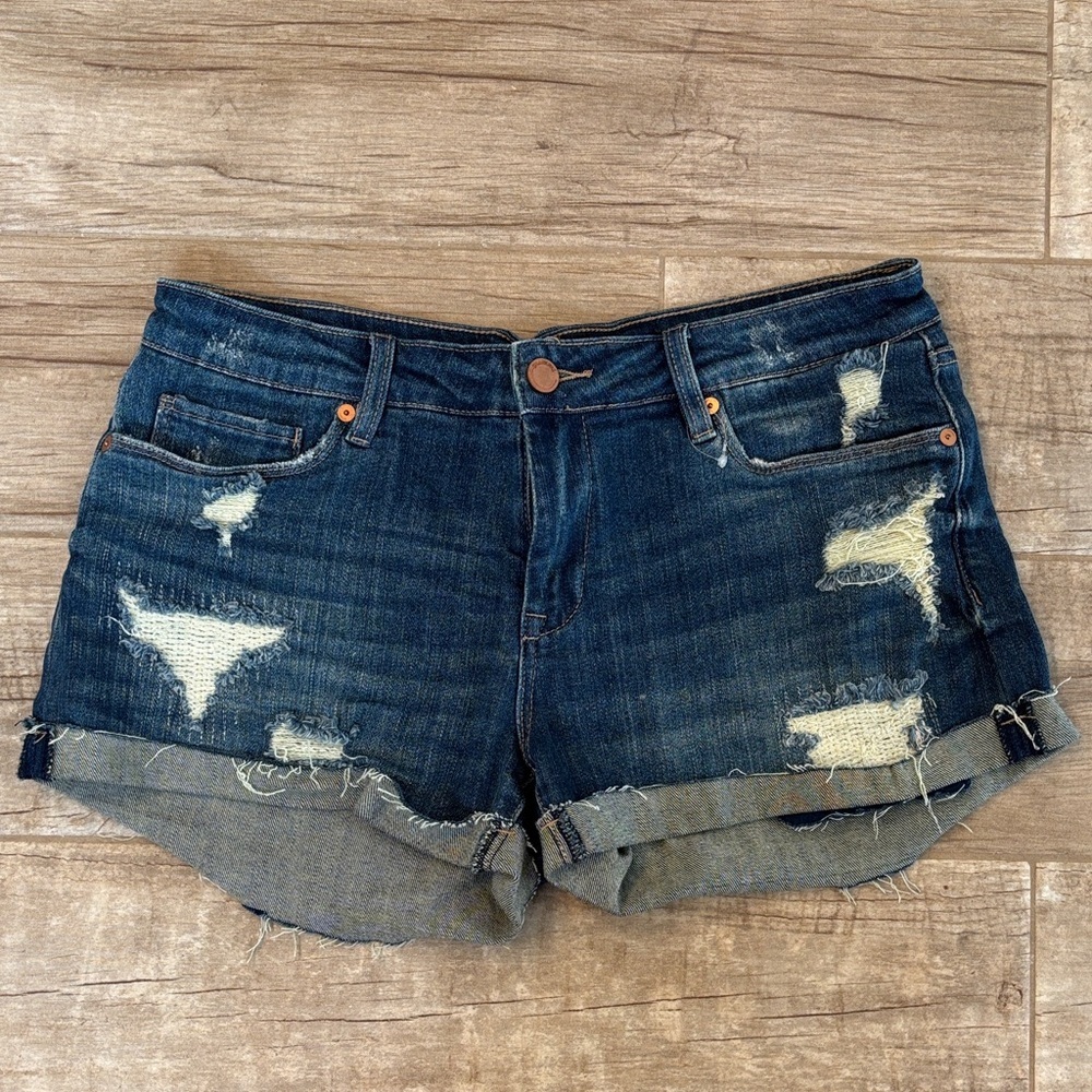 Blank NYC Dark Blue Distressed Jean Shorts